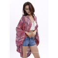 Fashion printing flowers beachwear cardigan women cover up polyester beach pareo